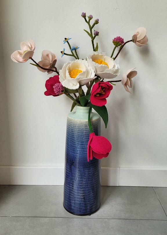 Handmade spring bouquet made from wool felt
